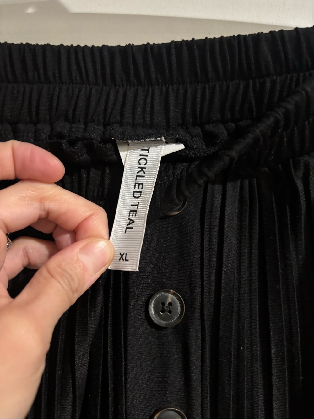 Tickled Teal Black Pleated Button-Front Maxi Skirt NWOT - Picture 2 of 3